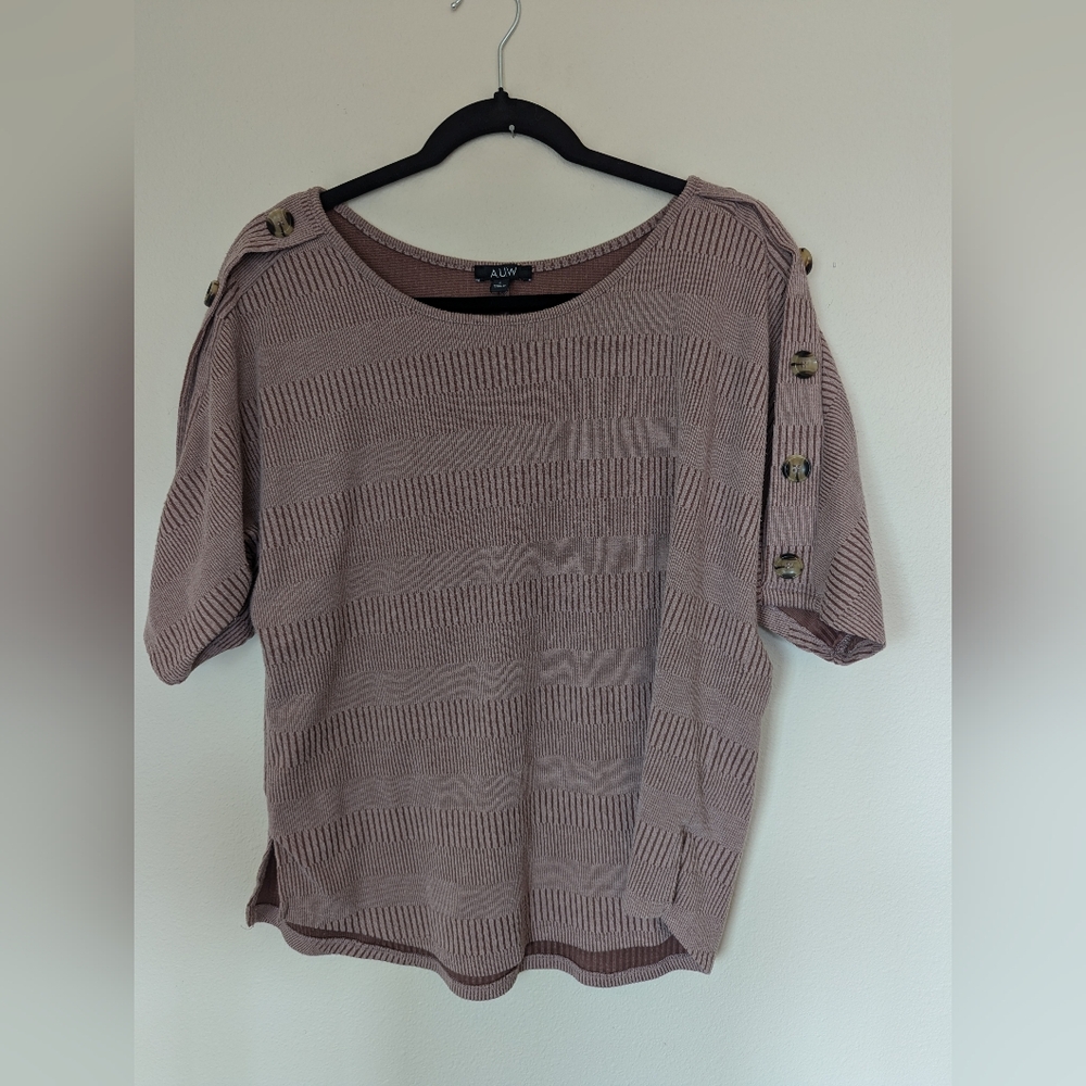 AUW Ribbed Knit Top in Taupe Size L